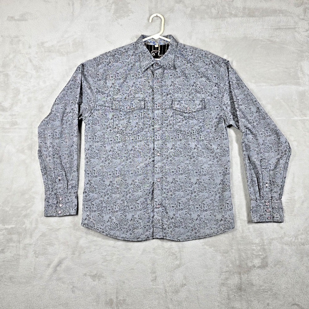 Scully Men's Pearl Snap Long Sleeve Shirt Western Style Print SZ Medium